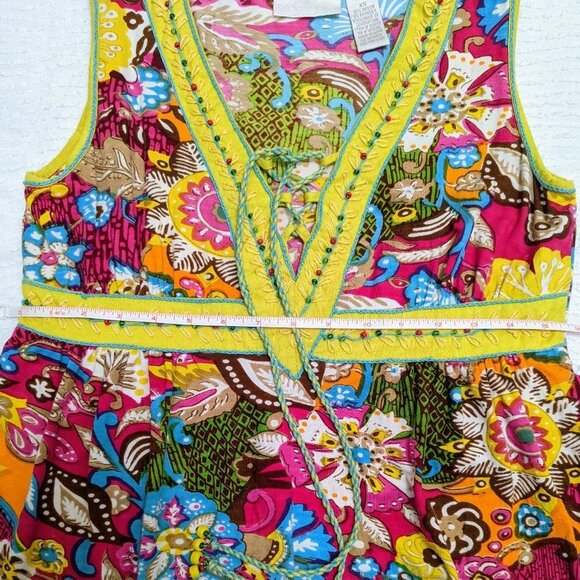 Soft Surroundings Women's Patterned Sleeveless Blouse XS Multicolor V-Neck - Picture 5 of 5
